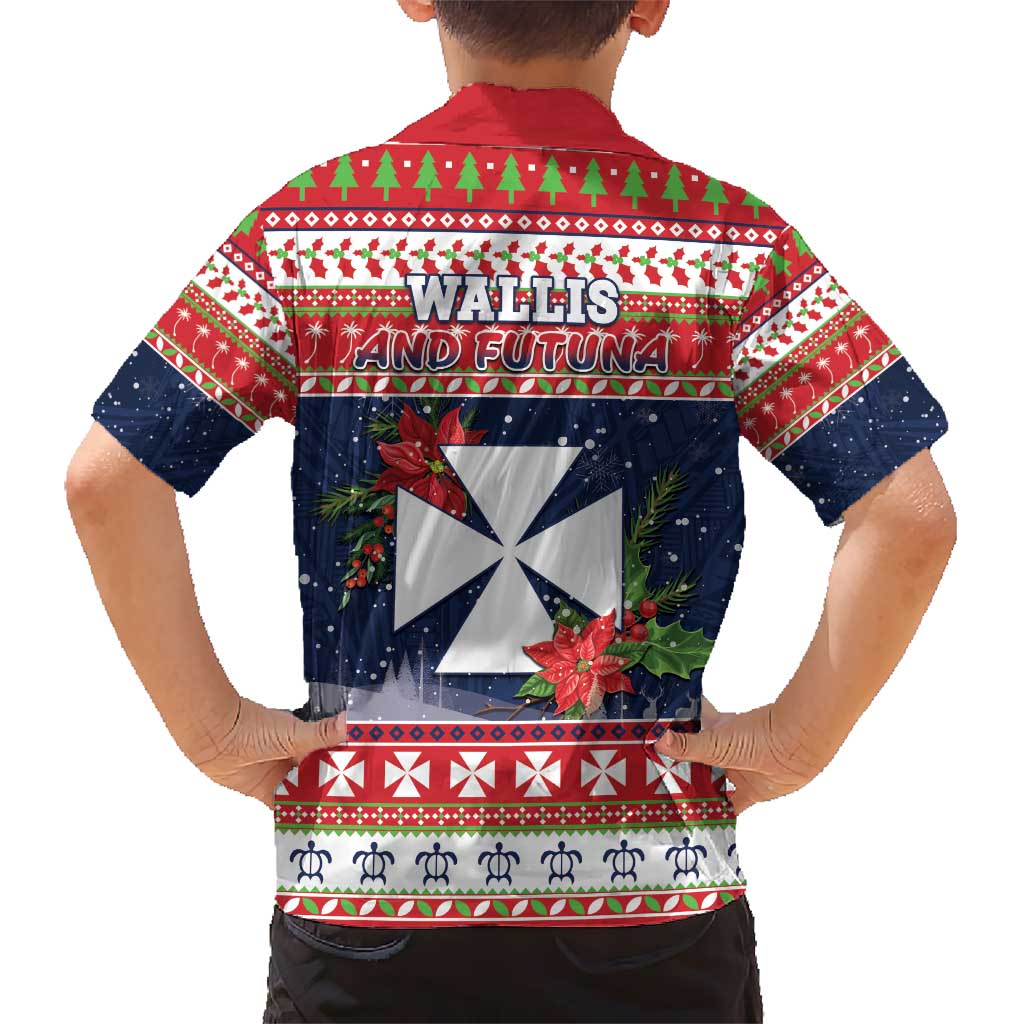 Wallis and Futuna Christmas Kid Hawaiian Shirt Poinsettia Joyeux Noel LT05 - Polynesian Pride