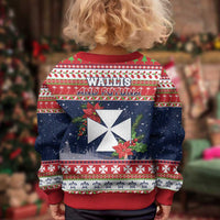 Wallis and Futuna Christmas Kid Ugly Christmas Sweater Poinsettia Joyeux Noel LT05 - Polynesian Pride