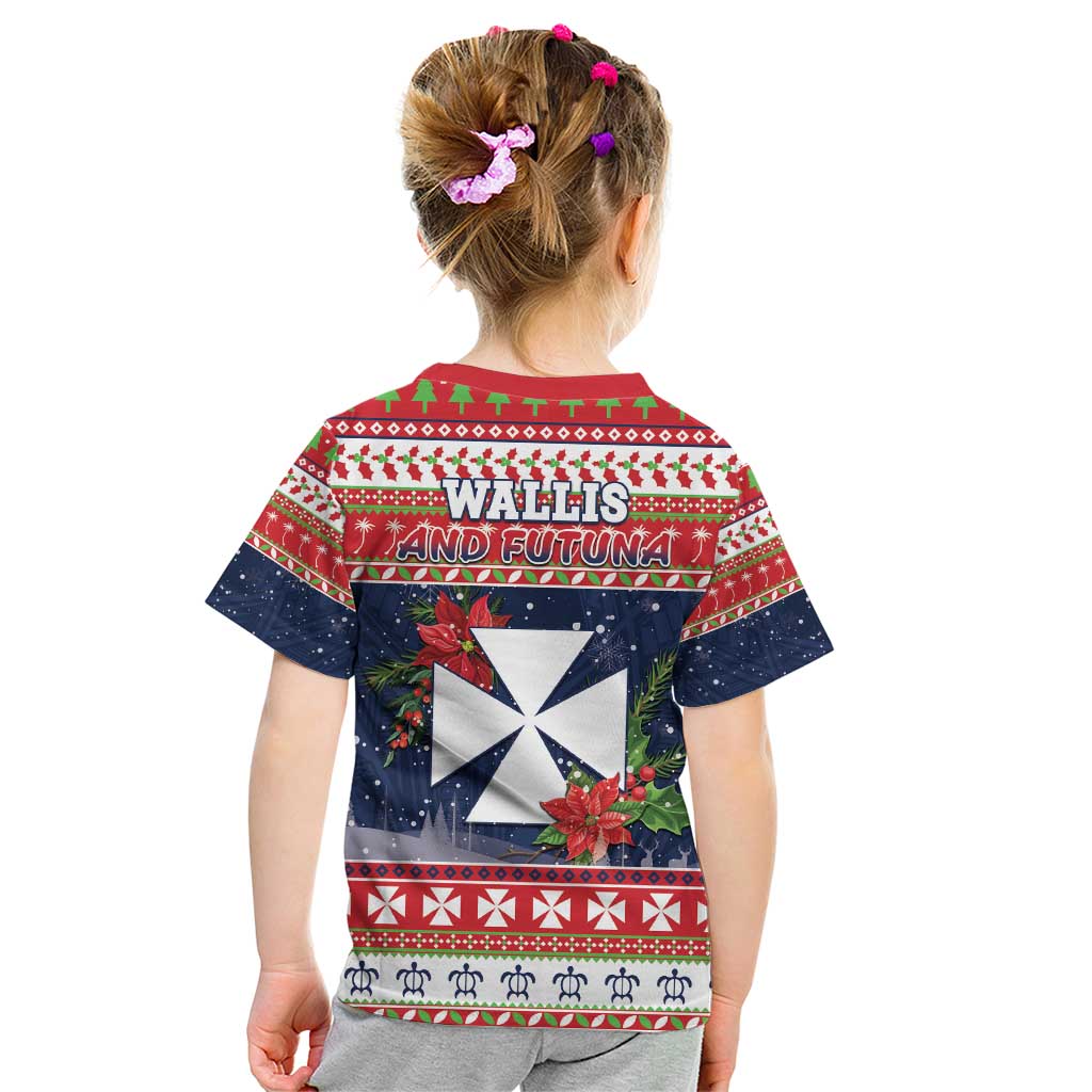 Wallis and Futuna Christmas Kid T Shirt Poinsettia Joyeux Noel LT05 - Polynesian Pride