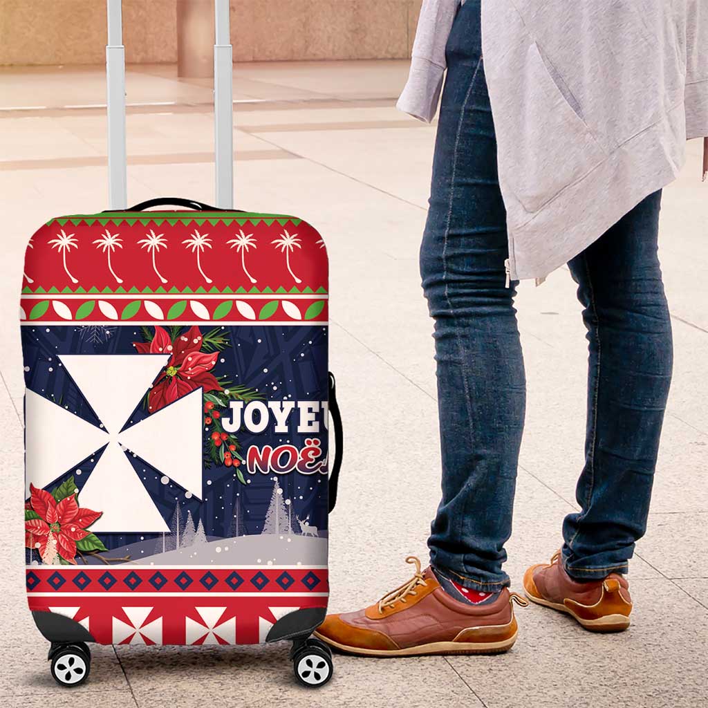 Wallis and Futuna Christmas Luggage Cover Poinsettia Joyeux Noel