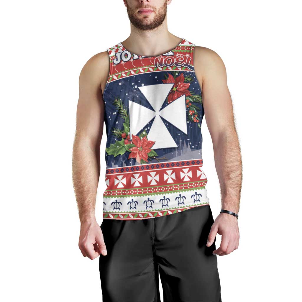 Wallis and Futuna Christmas Men Tank Top Poinsettia Joyeux Noel
