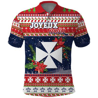Wallis and Futuna Christmas Polo Shirt Poinsettia Joyeux Noel