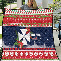 Wallis and Futuna Christmas Quilt Poinsettia Joyeux Noel LT05 Red - Polynesian Pride
