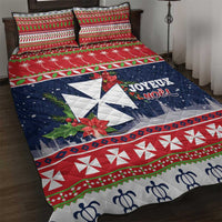 Wallis and Futuna Christmas Quilt Bed Set Poinsettia Joyeux Noel