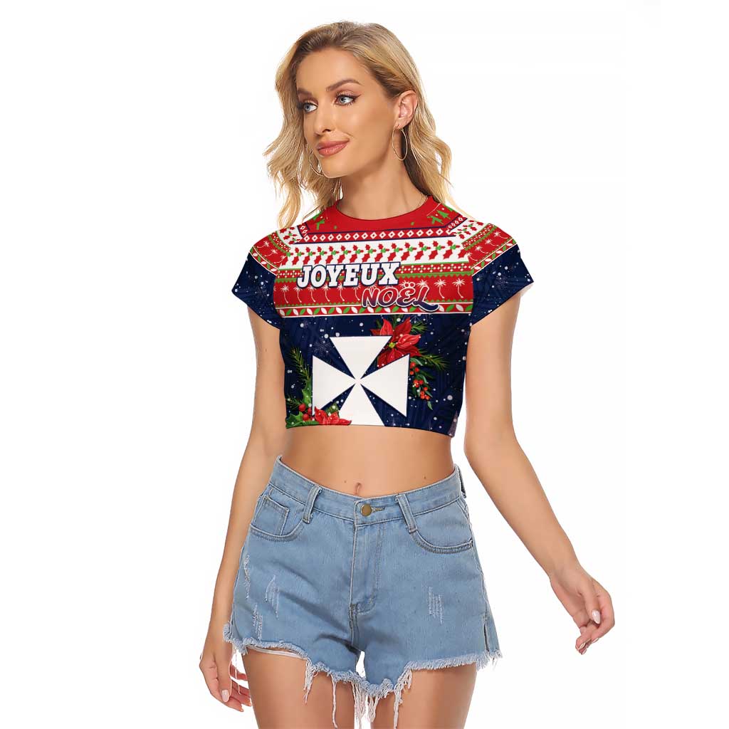 Wallis and Futuna Christmas Raglan Cropped T Shirt Poinsettia Joyeux Noel LT05 Female Red - Polynesian Pride