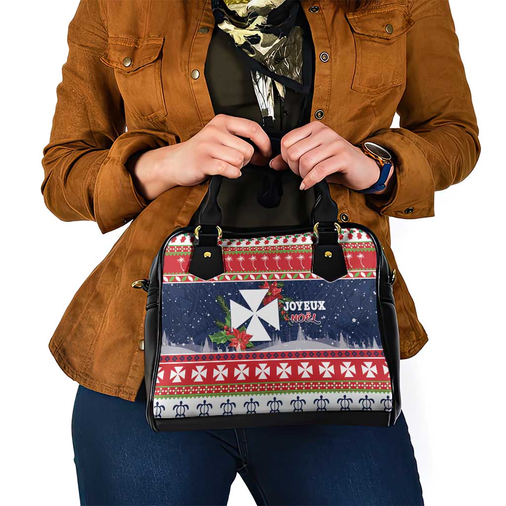 Wallis and Futuna Christmas Shoulder Handbag Poinsettia Joyeux Noel