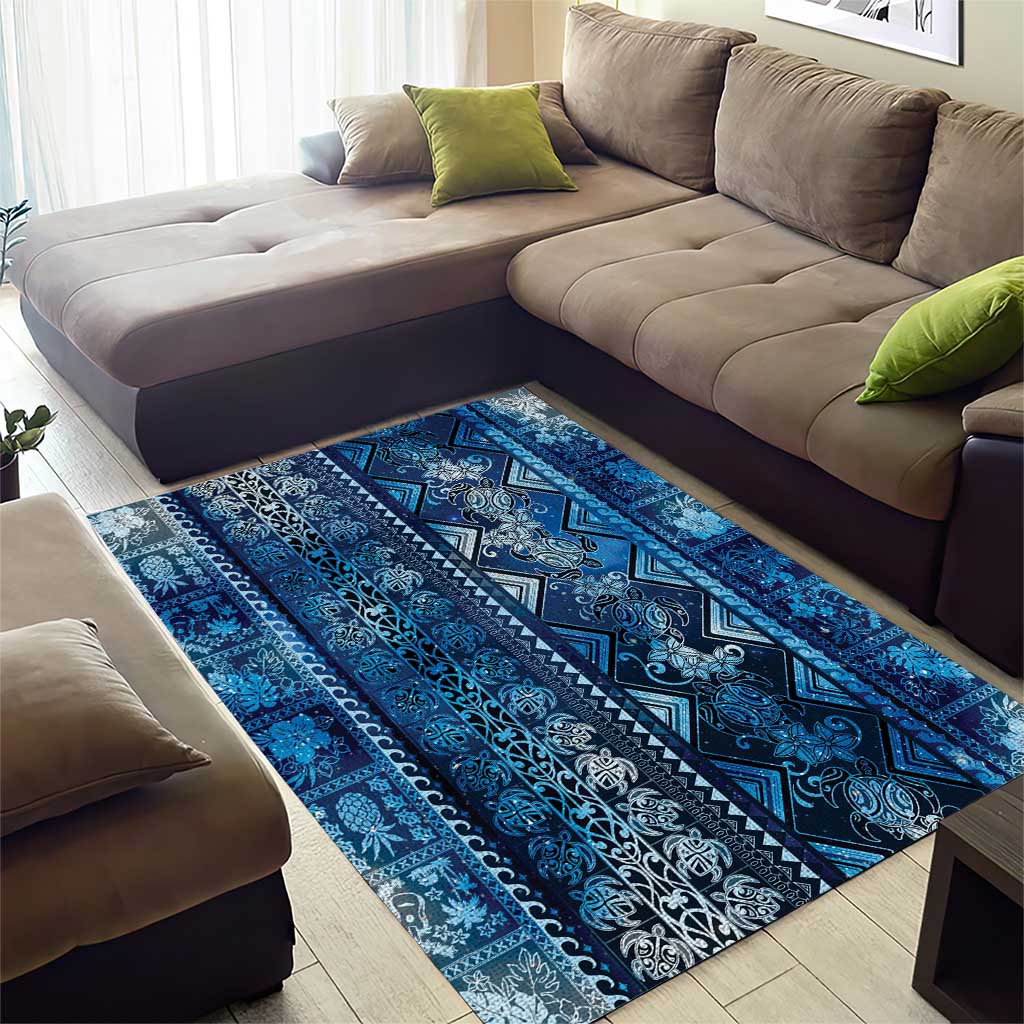 Hawaii Makahiki Turtle Area Rug Galaxy Tapa Pattern - Polynesian Pride