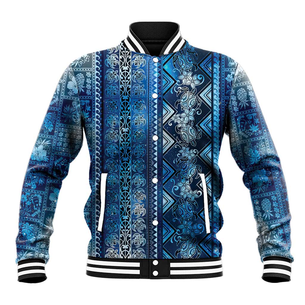Hawaii Makahiki Turtle Baseball Jacket Galaxy Tapa Pattern LT05 Unisex Galaxy - Polynesian Pride