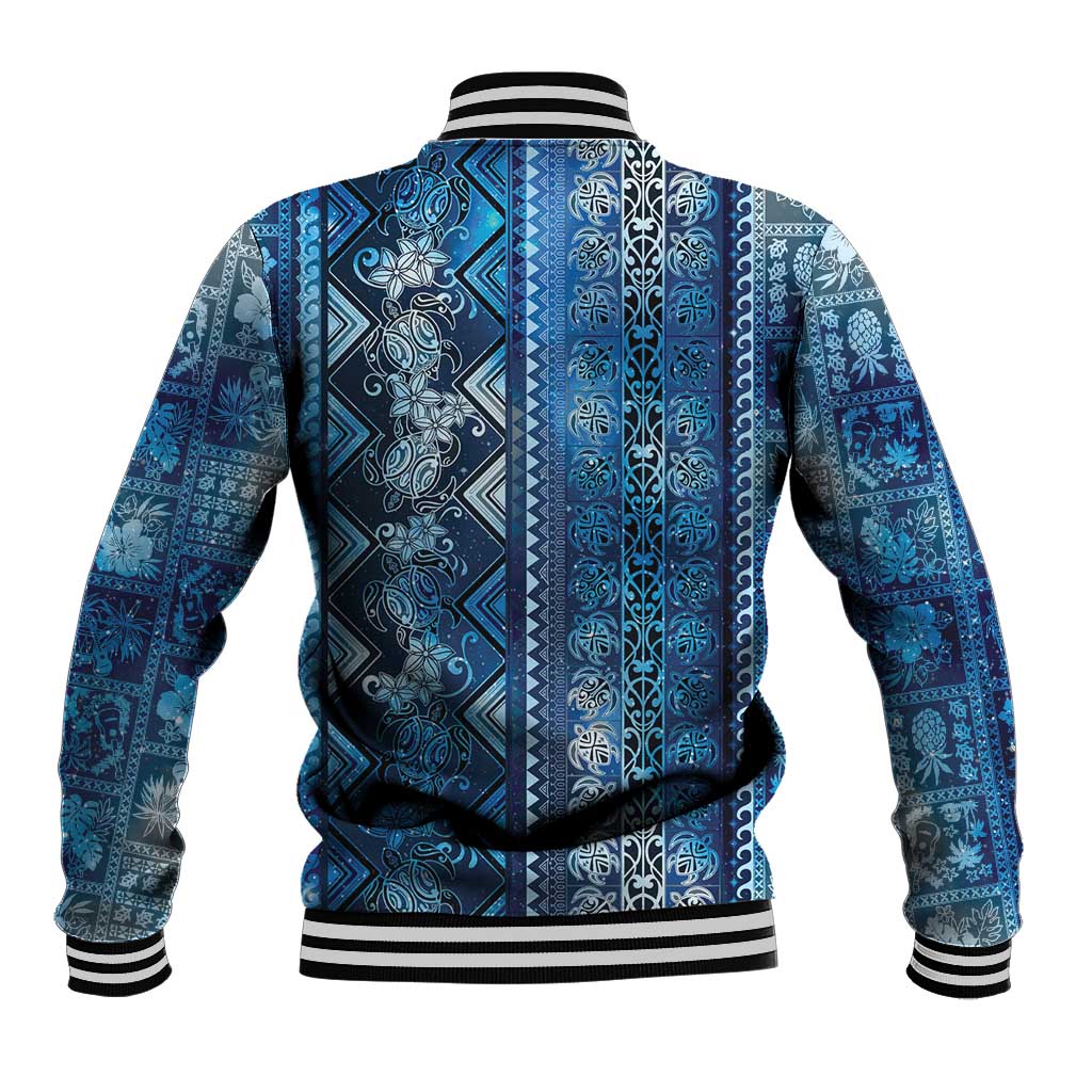 Hawaii Makahiki Turtle Baseball Jacket Galaxy Tapa Pattern LT05 - Polynesian Pride