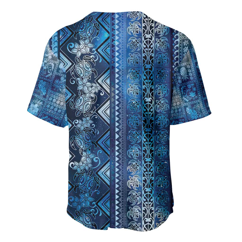 Hawaii Makahiki Turtle Baseball Jersey Galaxy Tapa Pattern LT05 - Polynesian Pride