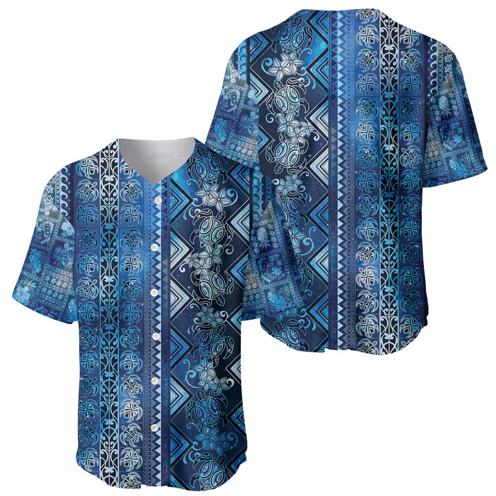 Hawaii Makahiki Turtle Baseball Jersey Galaxy Tapa Pattern LT05 - Polynesian Pride