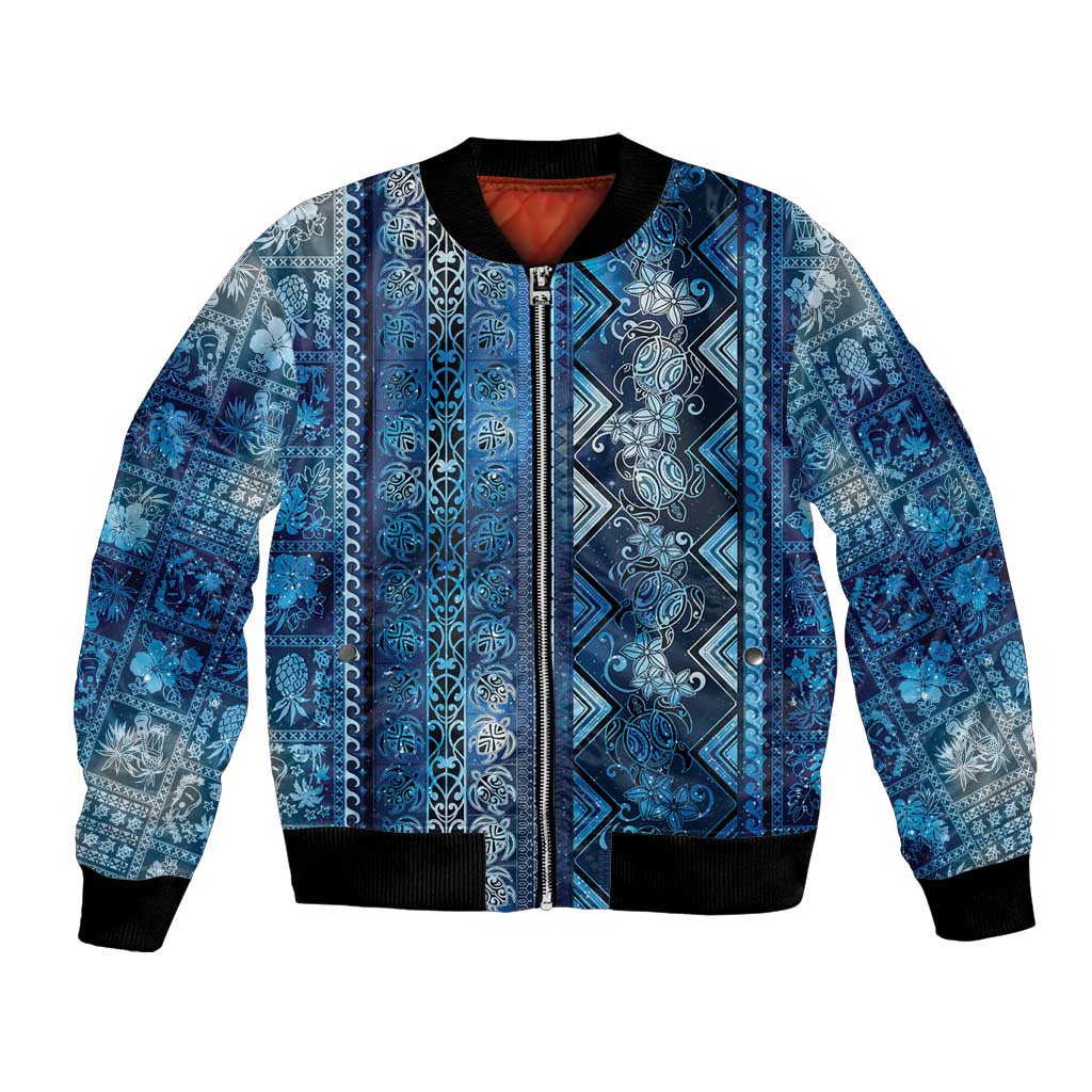 Hawaii Makahiki Turtle Bomber Jacket Galaxy Tapa Pattern LT05 Unisex Galaxy - Polynesian Pride
