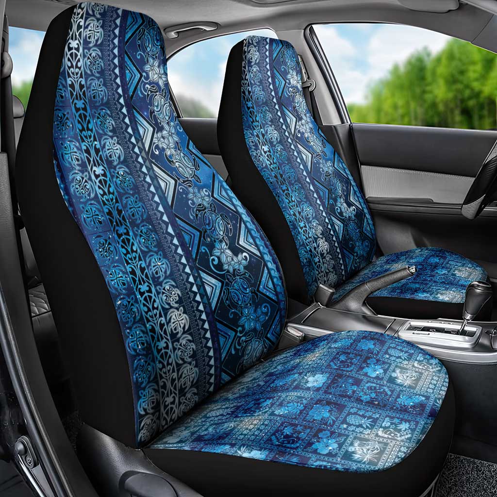 Hawaii Makahiki Turtle Car Seat Cover Galaxy Tapa Pattern - Polynesian Pride