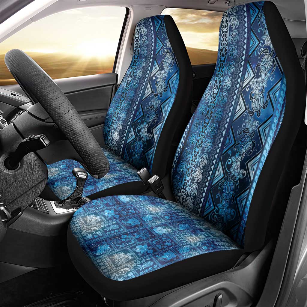 Hawaii Makahiki Turtle Car Seat Cover Galaxy Tapa Pattern - Polynesian Pride