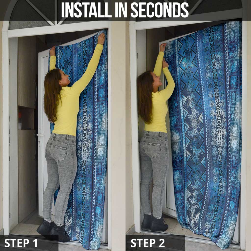 Hawaii Makahiki Turtle Door Cover Galaxy Tapa Pattern - Polynesian Pride