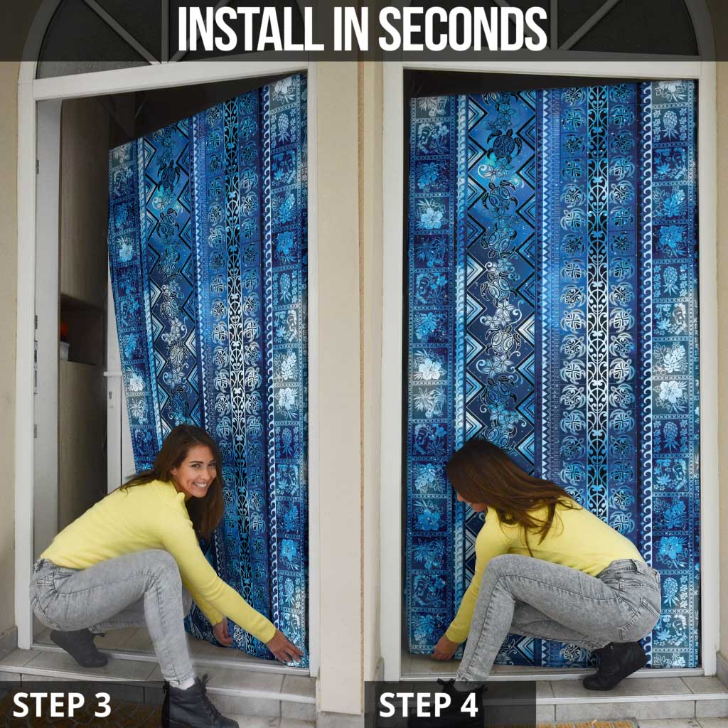 Hawaii Makahiki Turtle Door Cover Galaxy Tapa Pattern - Polynesian Pride