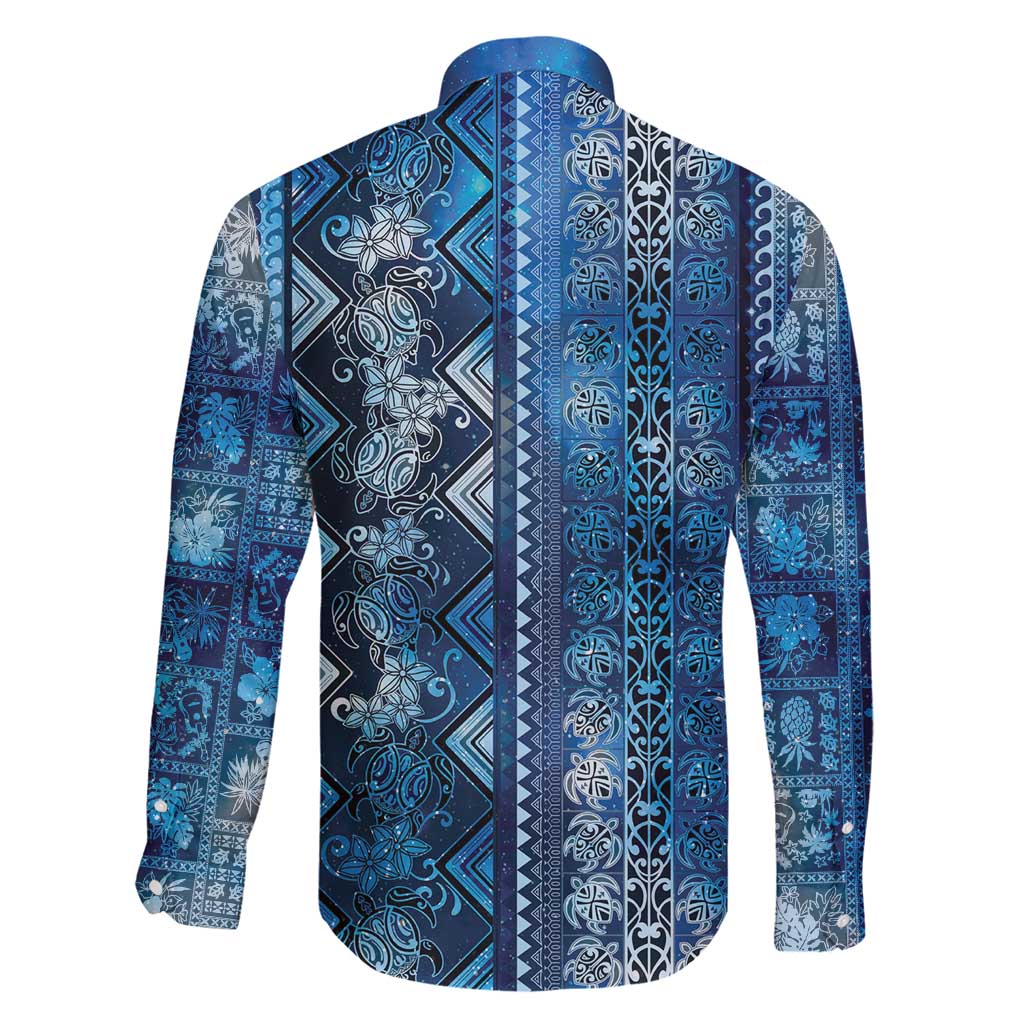Hawaii Makahiki Turtle Family Matching Short Sleeve Bodycon Dress and Hawaiian Shirt Galaxy Tapa Pattern LT05 - Polynesian Pride