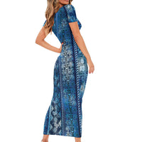 Hawaii Makahiki Turtle Family Matching Short Sleeve Bodycon Dress and Hawaiian Shirt Galaxy Tapa Pattern LT05 - Polynesian Pride