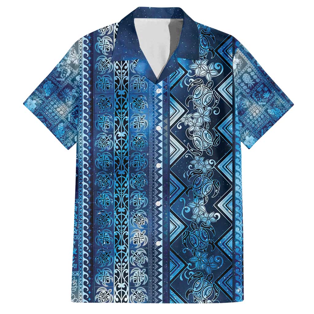 Hawaii Makahiki Turtle Family Matching Tank Maxi Dress and Hawaiian Shirt Galaxy Tapa Pattern LT05 Dad's Shirt - Short Sleeve Galaxy - Polynesian Pride
