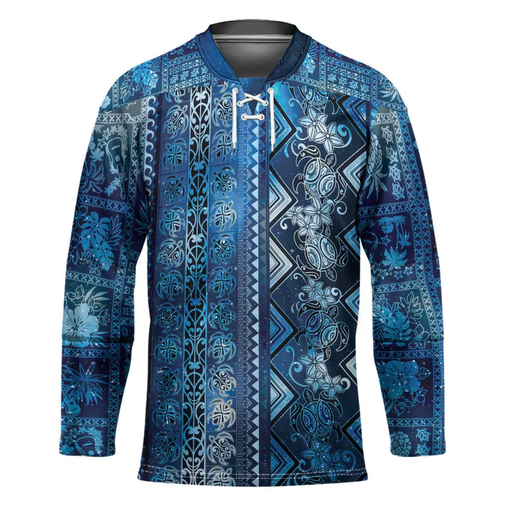 Hawaii Makahiki Turtle Hockey Jersey Galaxy Tapa Pattern LT05 Unisex Galaxy - Polynesian Pride