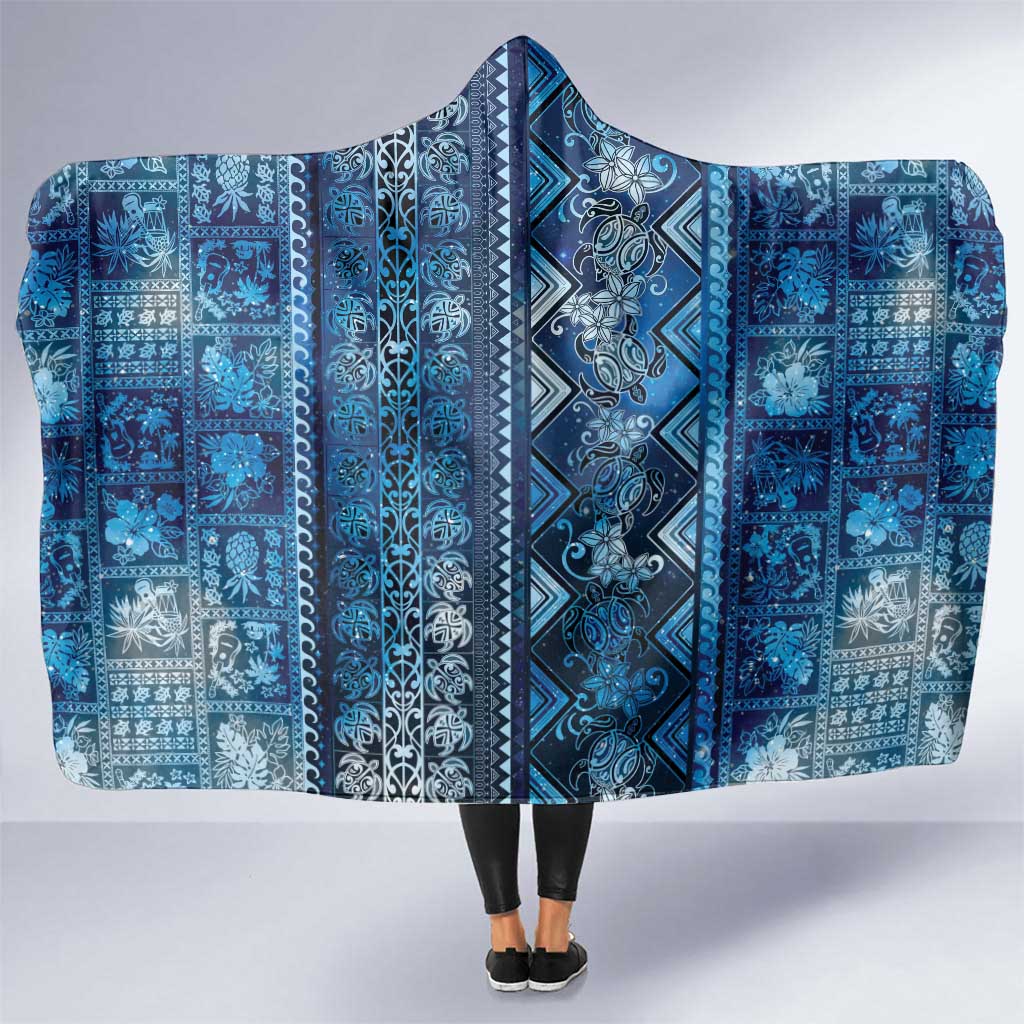 Hawaii Makahiki Turtle Hooded Blanket Galaxy Tapa Pattern LT05 One Size Galaxy - Polynesian Pride