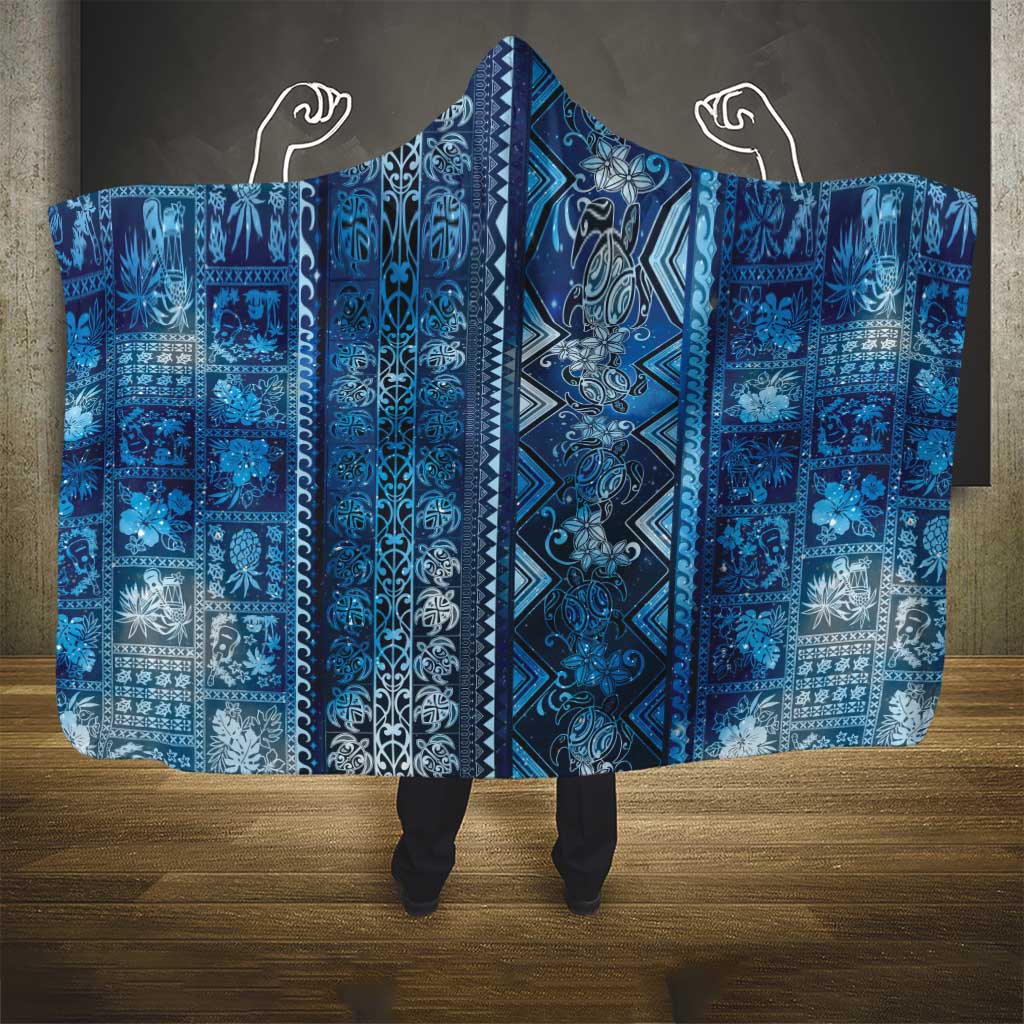 Hawaii Makahiki Turtle Hooded Blanket Galaxy Tapa Pattern LT05 - Polynesian Pride