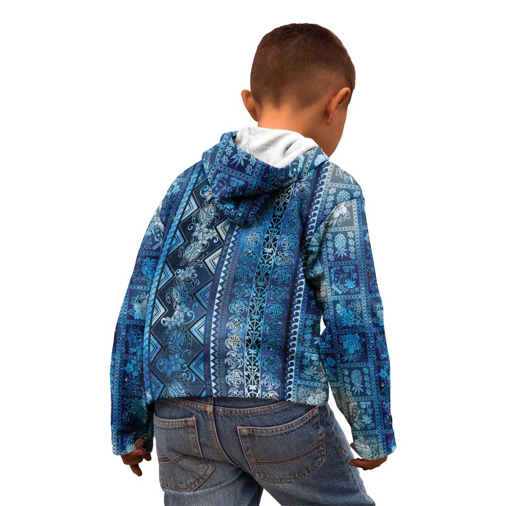 Hawaii Makahiki Turtle Kid Hoodie Galaxy Tapa Pattern - Polynesian Pride