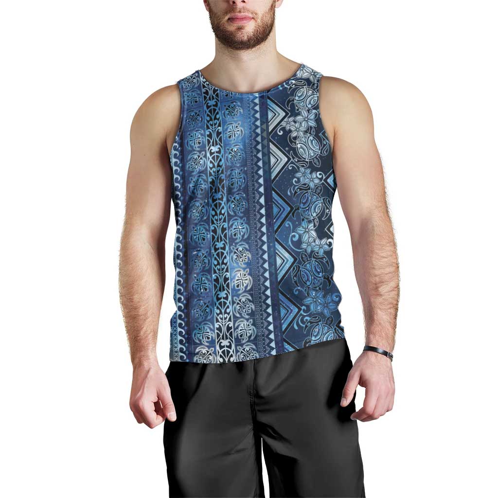 Hawaii Makahiki Turtle Men Tank Top Galaxy Tapa Pattern - Polynesian Pride