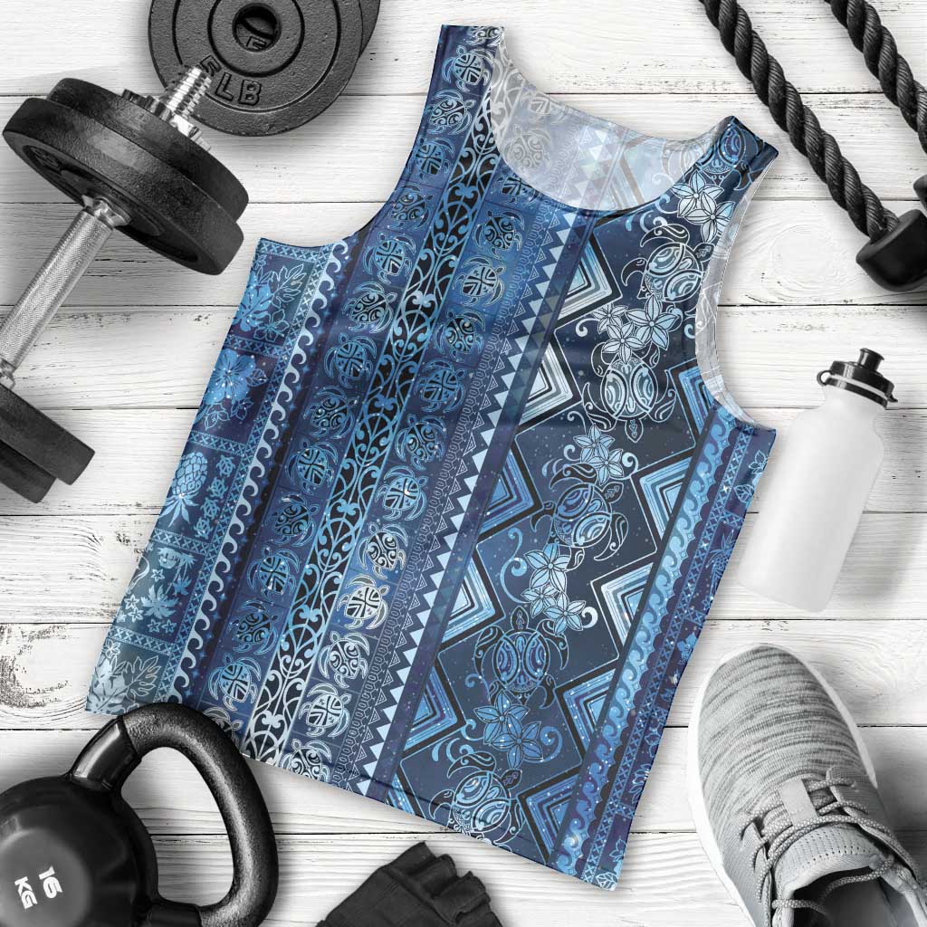 Hawaii Makahiki Turtle Men Tank Top Galaxy Tapa Pattern - Polynesian Pride