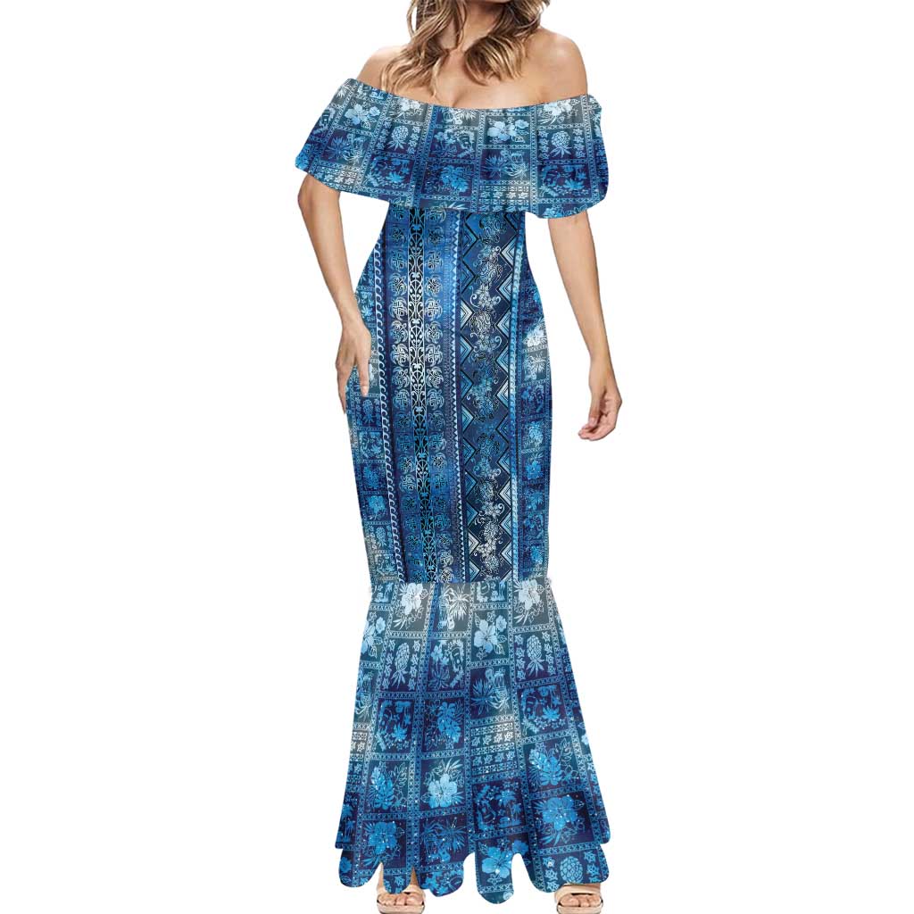 Hawaii Makahiki Turtle Mermaid Dress Galaxy Tapa Pattern LT05 - Polynesian Pride