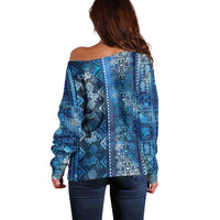 Hawaii Makahiki Turtle Off Shoulder Sweater Galaxy Tapa Pattern LT05 - Polynesian Pride