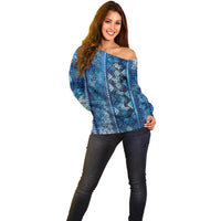 Hawaii Makahiki Turtle Off Shoulder Sweater Galaxy Tapa Pattern LT05 - Polynesian Pride