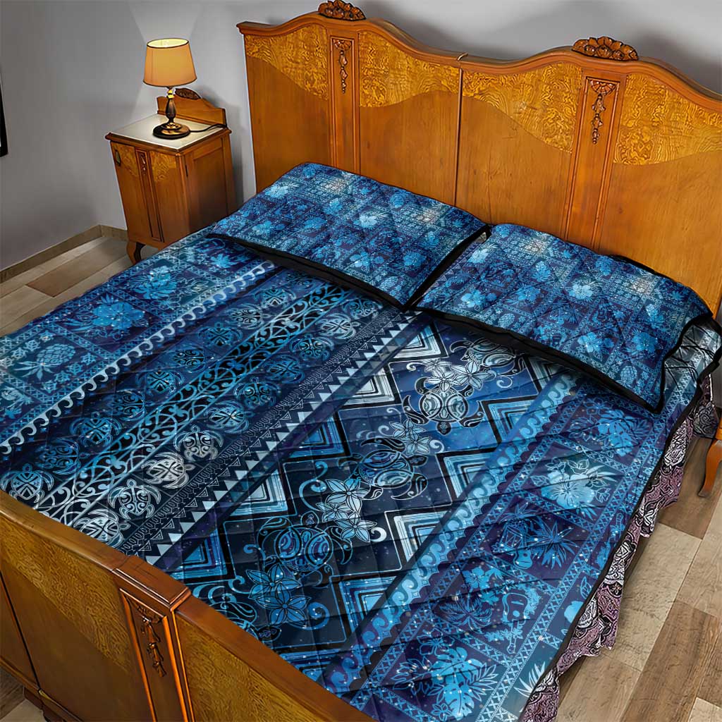 Hawaii Makahiki Turtle Quilt Bed Set Galaxy Tapa Pattern - Polynesian Pride
