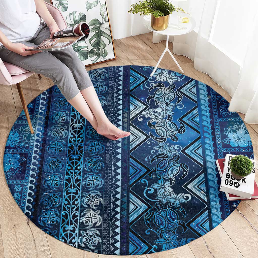 Hawaii Makahiki Turtle Round Carpet Galaxy Tapa Pattern LT05 - Polynesian Pride