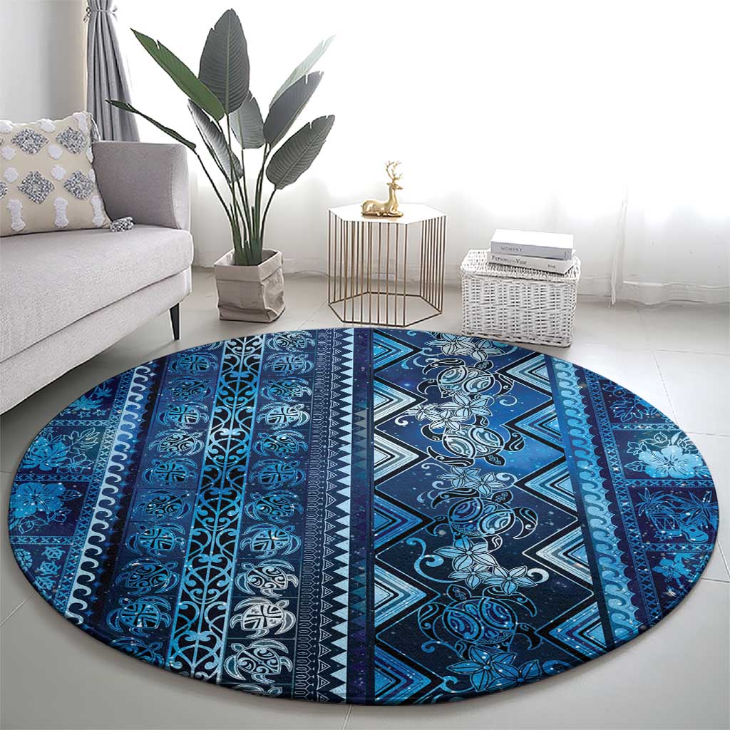 Hawaii Makahiki Turtle Round Carpet Galaxy Tapa Pattern LT05 - Polynesian Pride