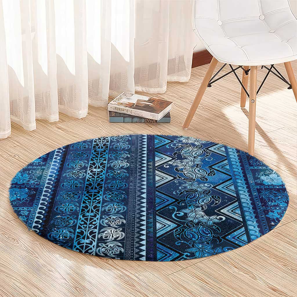 Hawaii Makahiki Turtle Round Carpet Galaxy Tapa Pattern LT05 - Polynesian Pride