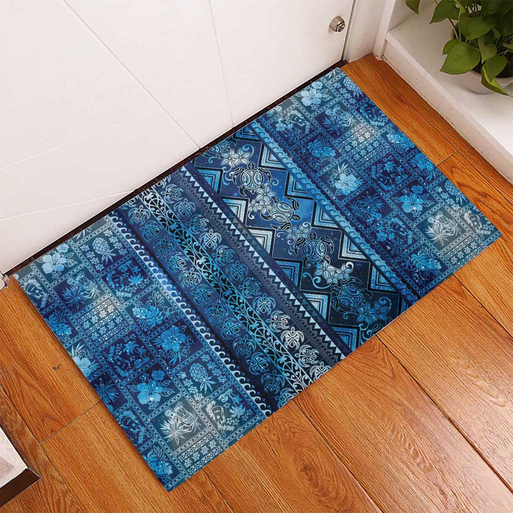 Hawaii Makahiki Turtle Rubber Doormat Galaxy Tapa Pattern LT05 - Polynesian Pride