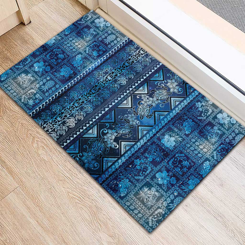 Hawaii Makahiki Turtle Rubber Doormat Galaxy Tapa Pattern LT05 - Polynesian Pride