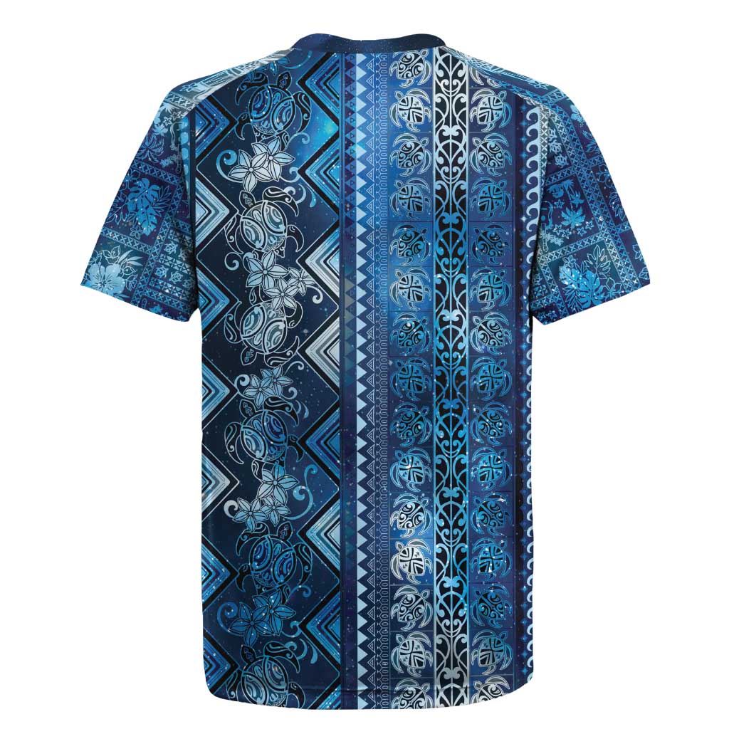 Hawaii Makahiki Turtle Rugby Jersey Galaxy Tapa Pattern - Polynesian Pride