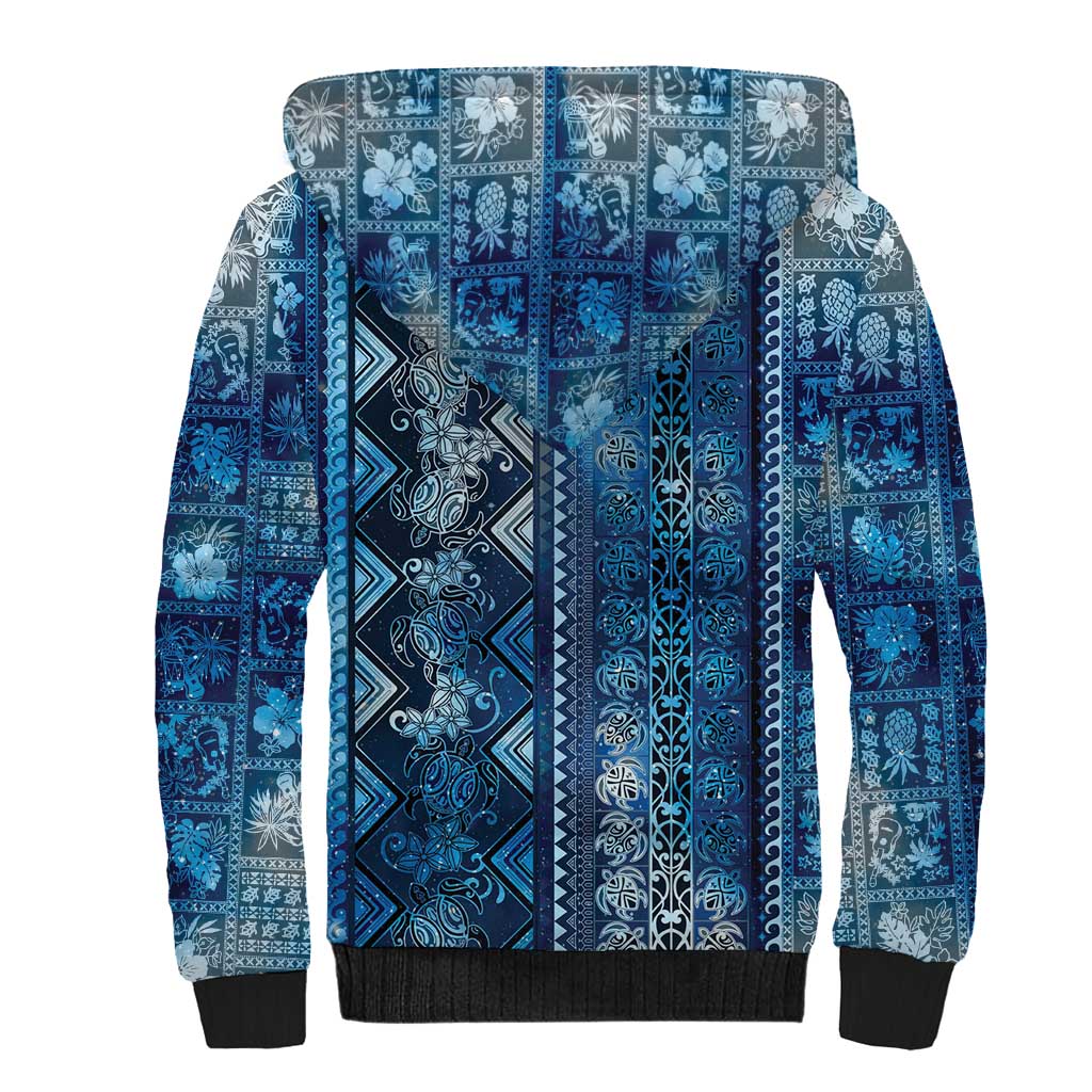 Hawaii Makahiki Turtle Sherpa Hoodie Galaxy Tapa Pattern LT05 - Polynesian Pride