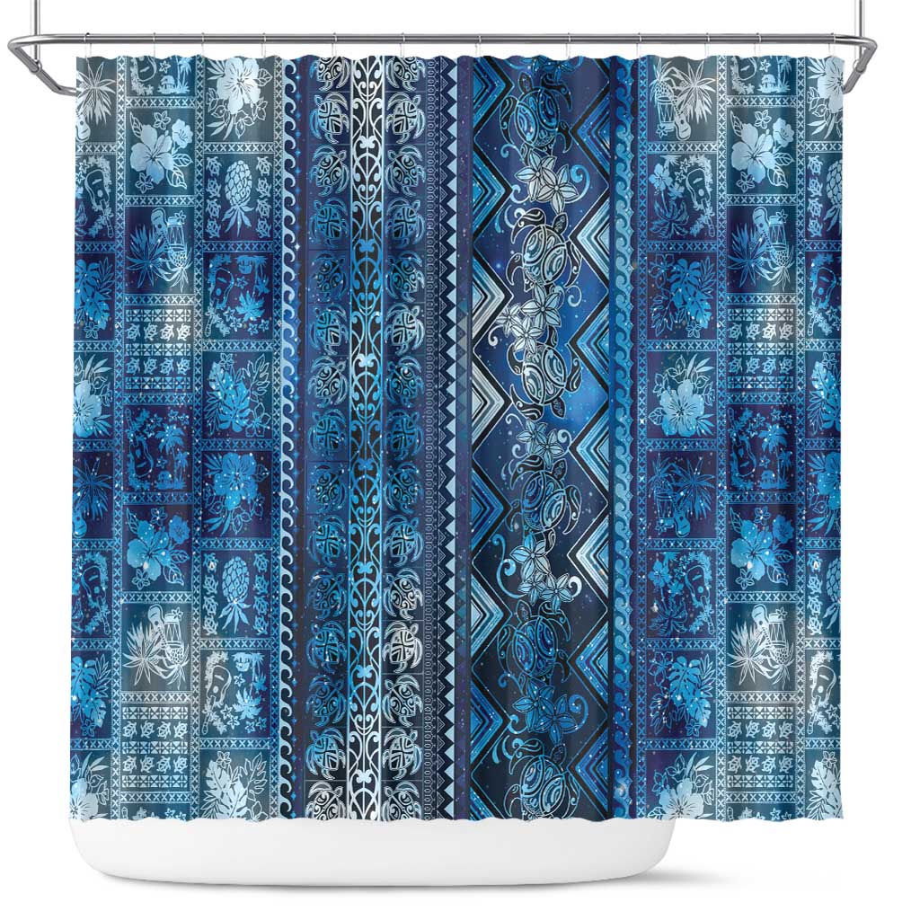 Hawaii Makahiki Turtle Shower Curtain Galaxy Tapa Pattern LT05 Galaxy - Polynesian Pride