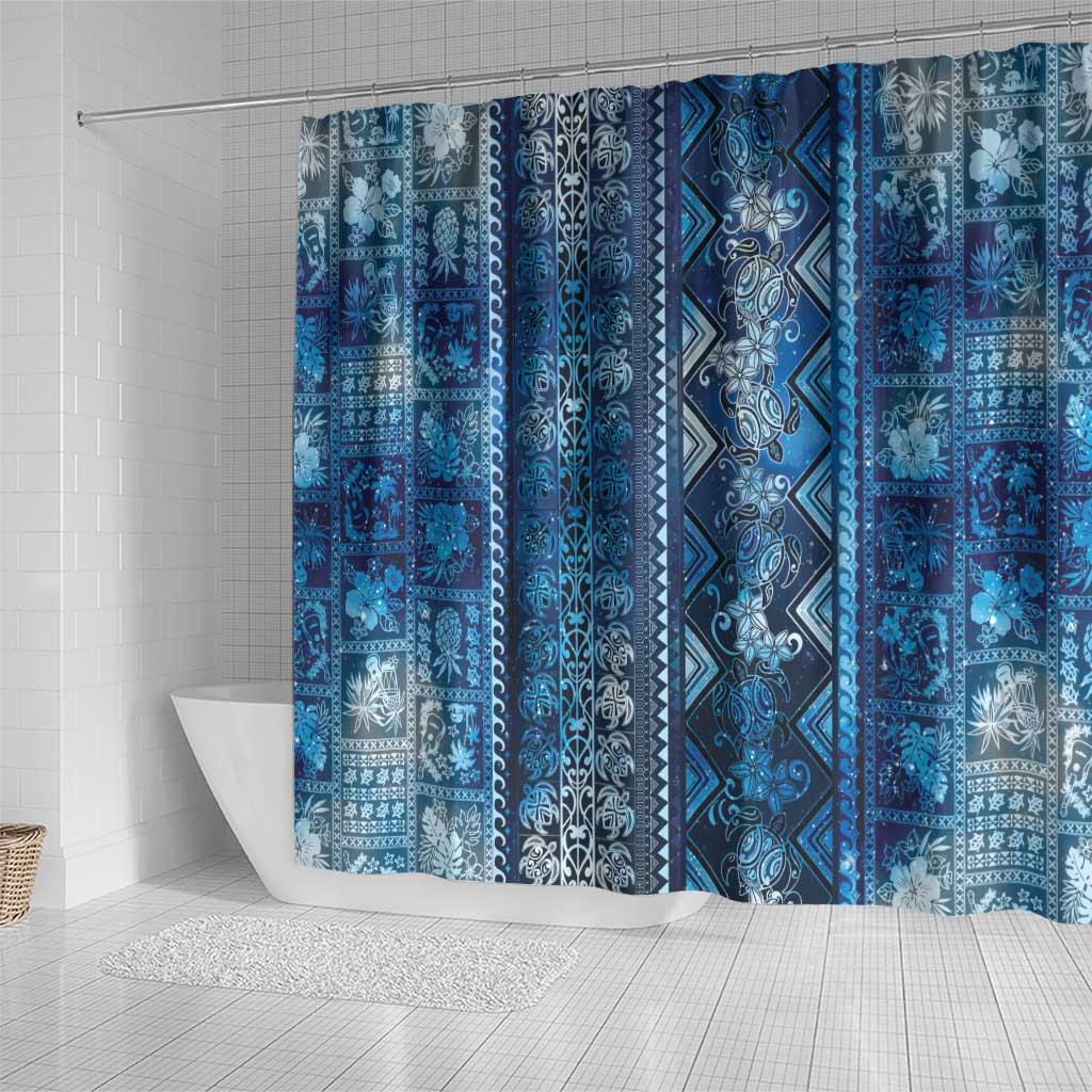Hawaii Makahiki Turtle Shower Curtain Galaxy Tapa Pattern LT05 - Polynesian Pride