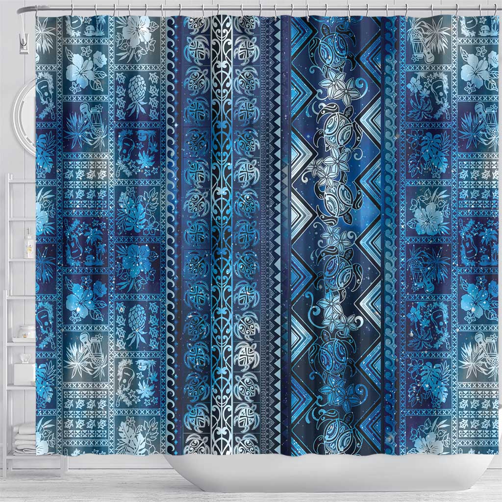 Hawaii Makahiki Turtle Shower Curtain Galaxy Tapa Pattern LT05 - Polynesian Pride