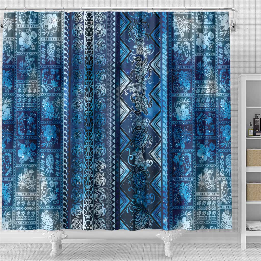 Hawaii Makahiki Turtle Shower Curtain Galaxy Tapa Pattern LT05 - Polynesian Pride