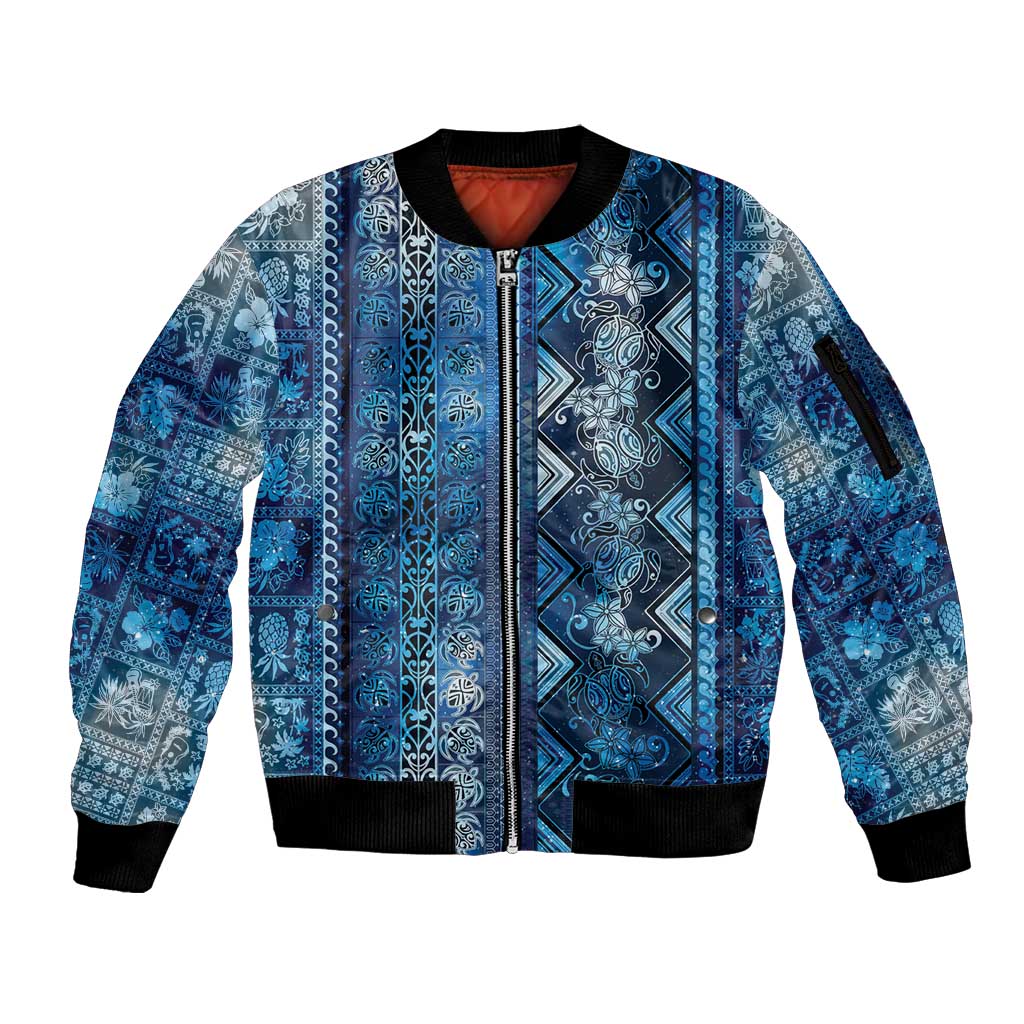 Hawaii Makahiki Turtle Sleeve Zip Bomber Jacket Galaxy Tapa Pattern LT05 Unisex Galaxy - Polynesian Pride