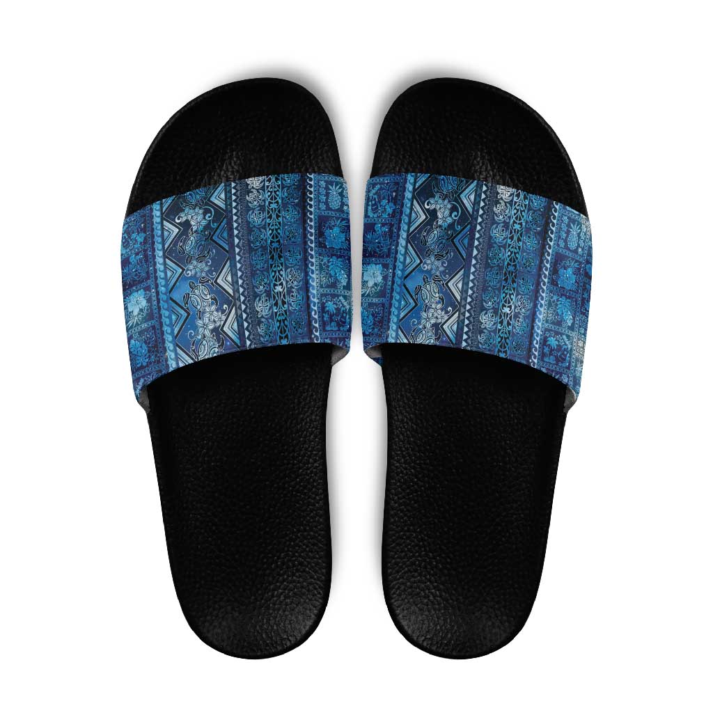 Hawaii Makahiki Turtle Slide Sandals Galaxy Tapa Pattern LT05 Galaxy - Polynesian Pride