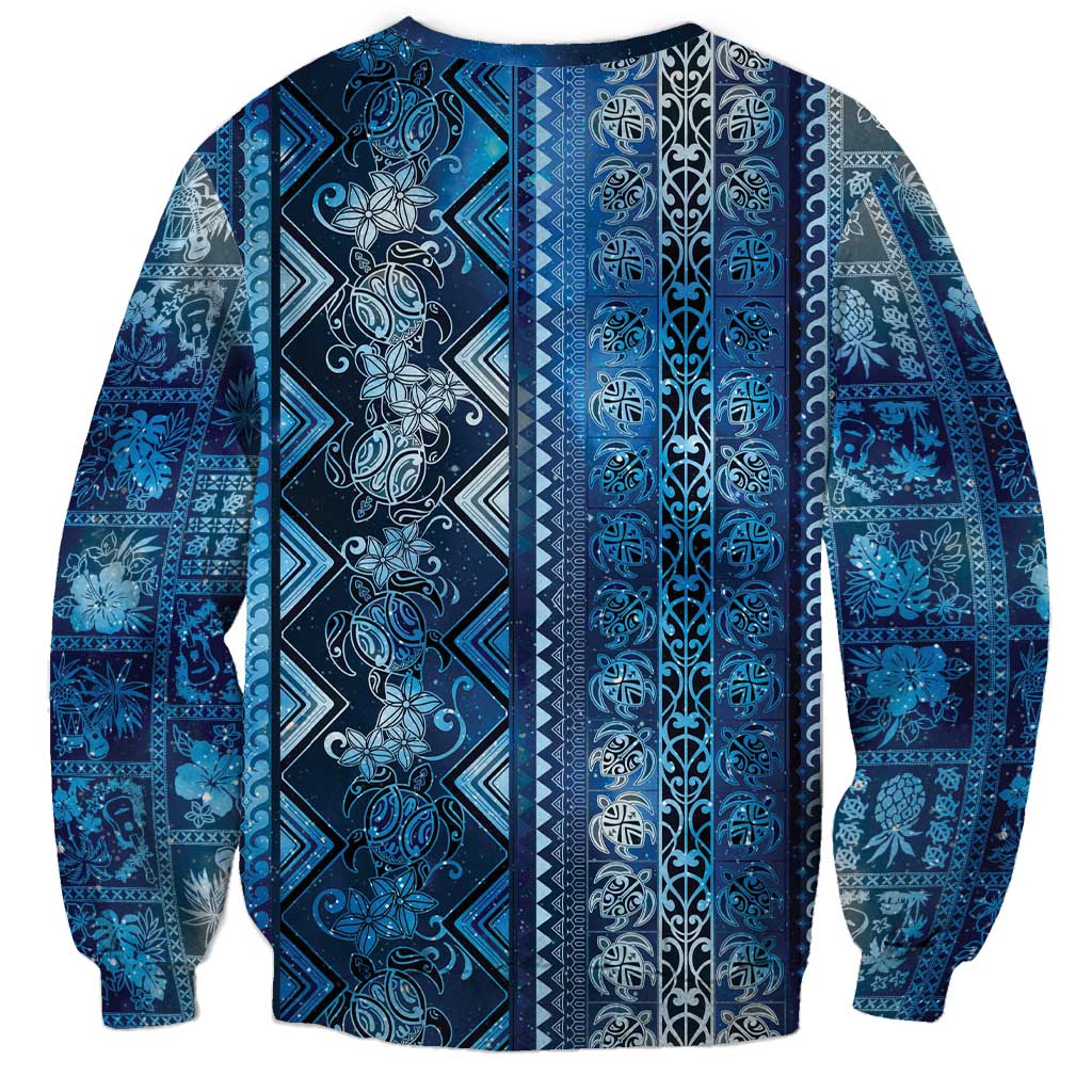Hawaii Makahiki Turtle Sweatshirt Galaxy Tapa Pattern LT05 - Polynesian Pride