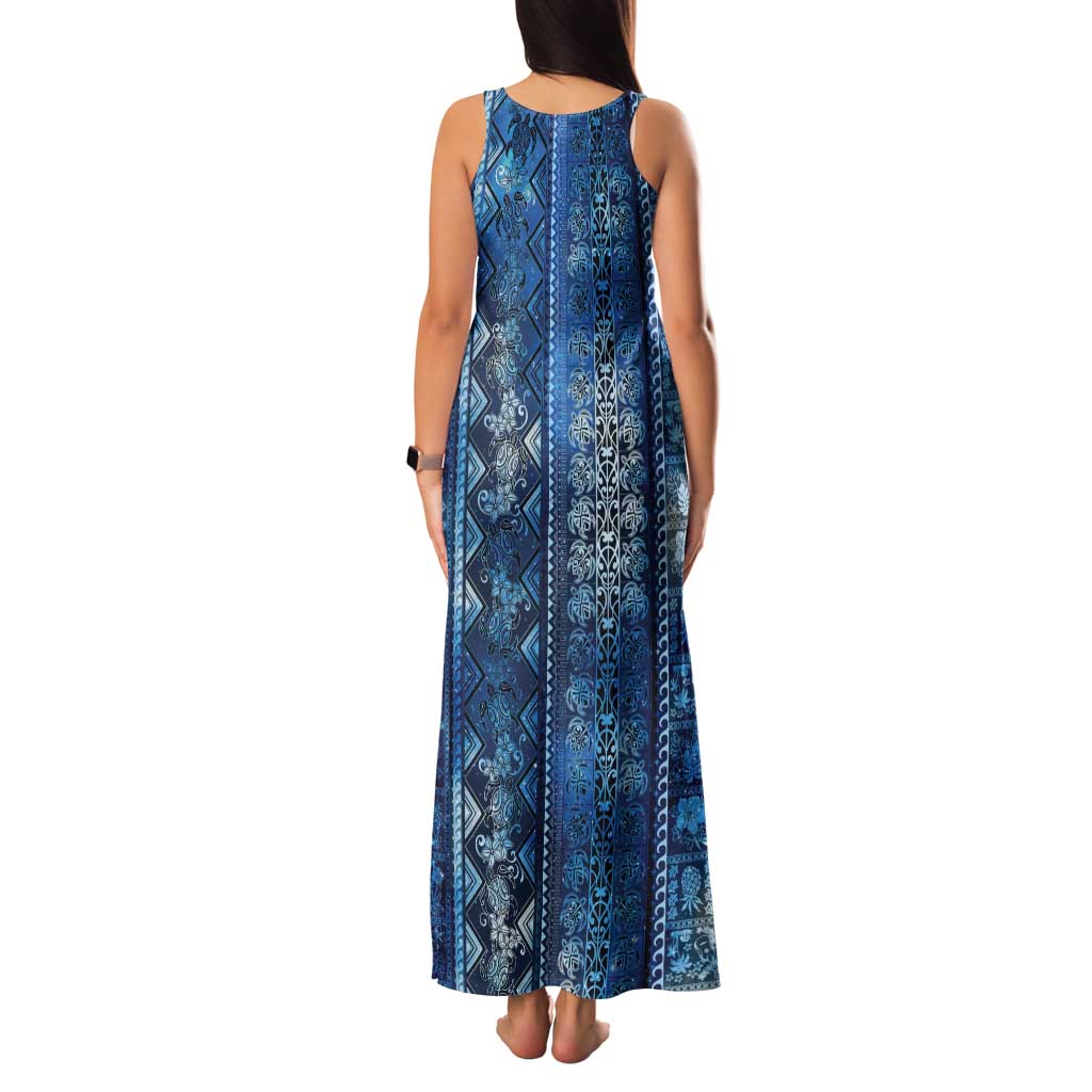Hawaii Makahiki Turtle Tank Maxi Dress Galaxy Tapa Pattern LT05 - Polynesian Pride