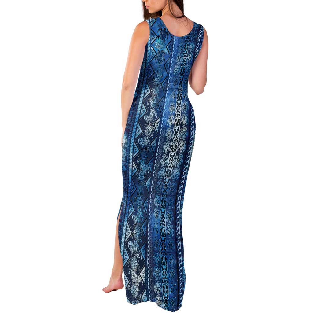 Hawaii Makahiki Turtle Tank Maxi Dress Galaxy Tapa Pattern LT05 - Polynesian Pride