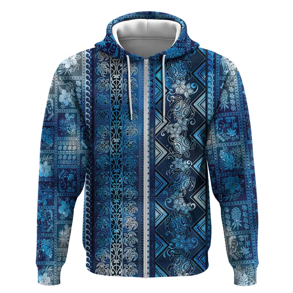 Hawaii Makahiki Turtle Zip Hoodie Galaxy Tapa Pattern LT05 Zip Hoodie Galaxy - Polynesian Pride